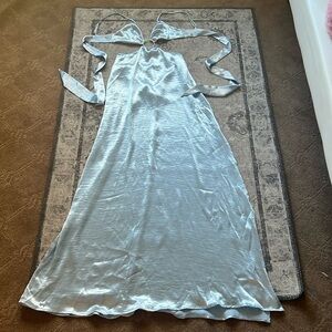 Lucy In the Sky Satin Blue Maxi Dress